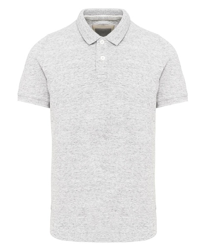 [K2206AHEAS] Men's vintage short sleeve polo shirt (Ash Heather, S)