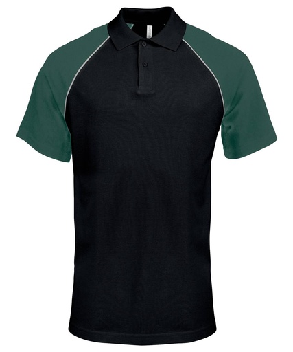 [KB226BKLGS] Polo baseball contrast polo shirt (Black/Light Grey/Green, S)