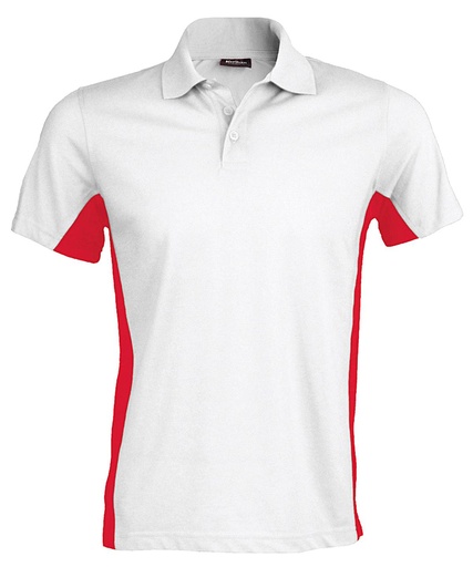 [KB232WHRDS] Flags short sleeve bi-colour polo shirt (White/Red, S)