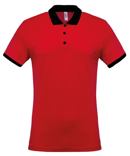 [KB258RDBKS] Two-tone piqué polo shirt (Red/Black, S)