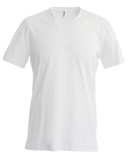[KB357WHITS] Men's short-sleeved V-neck T-shirt (White, S)