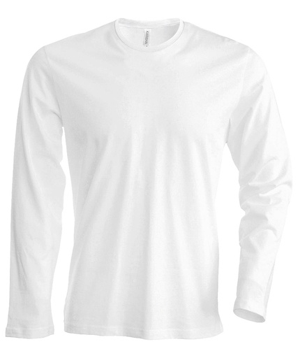 [KB359WHITS] Men's long-sleeved crew neck T-shirt (White, S)