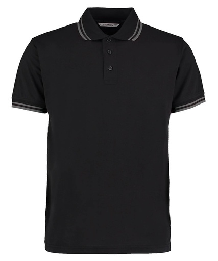 [KK409BKCHS] Tipped collar polo (classic fit) (Black/Charcoal, S)