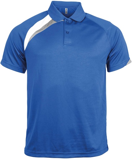 [PA457RWSGS] Adults' short-sleeved sports polo shirt (Royal Blue/White/Storm Grey, S)