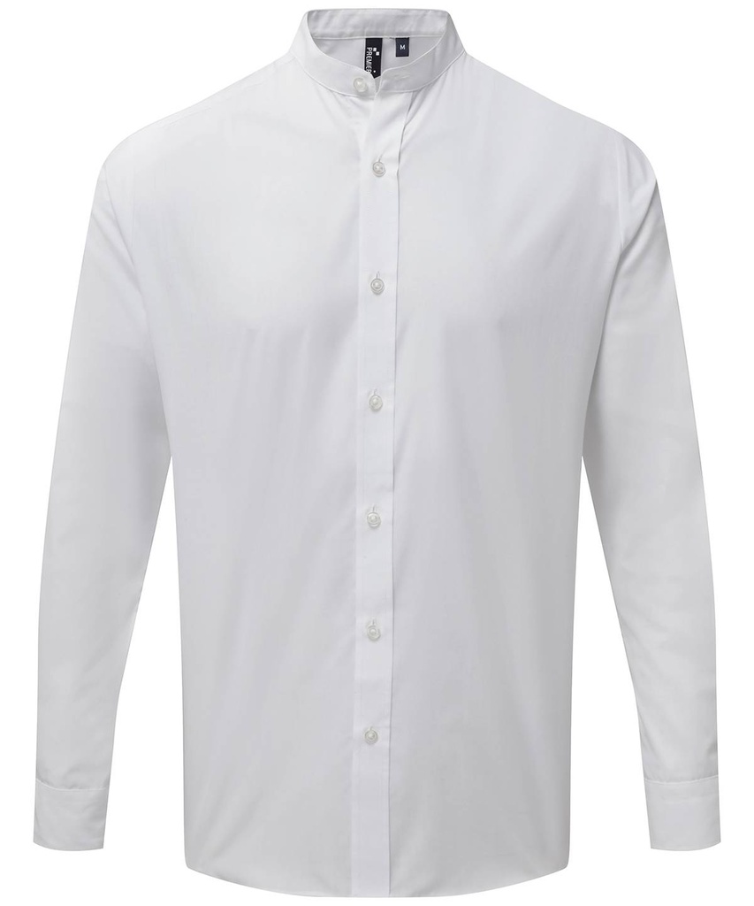 Banded collar grandad long sleeve shirt