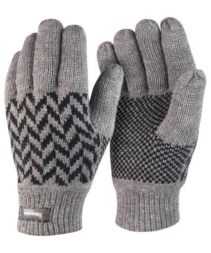 [R365XGYBKSM] Pattern Thinsulate™ glove (Grey/Black, S/M)