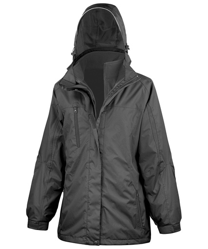 [R400FBKBKXS] Women's 3-in-1 journey jacket with softshell inner (Black/Black, XS)