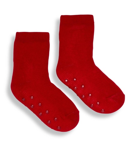 [RI009REDD13] The kids Ribbon luxury Eskimo-style fleece socks (Red)