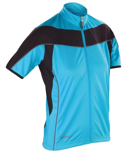 [S188FAQBKXS] Women's Spiro bikewear full-zip top (Aqua/Black, XS)