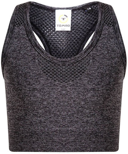 [TL697GYMA56] Kids seamless crop top (Grey Marl, 5/6 Years)