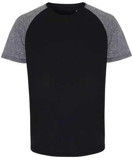 [TR018BKBMS] TriDri® contrast sleeve performance t-shirt (Black/Black Melange, S)
