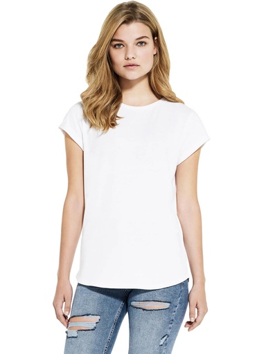 WOMEN'S ROLLED SLEEVE RECYCLED  T-SHIRT