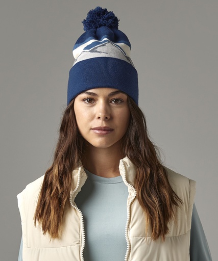 Mountain peaks pom pom beanie B395R