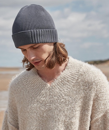 Organic cotton engineered patch beanie B438N