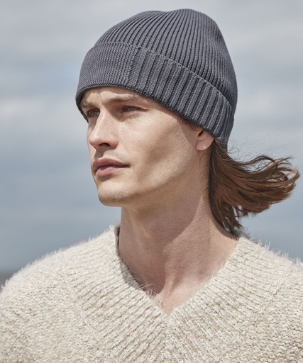 Organic cotton engineered patch beanie B438N