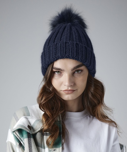 Verbier fur pop pom chunky beanie BC413