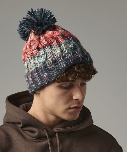 Corkscrew pom pom beanie BC486
