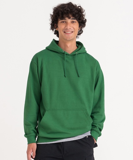 Man in a green pullover hoodie, before printing