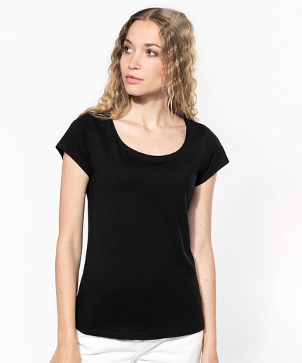 Ladies' boat neck short-sleeved T-shirt