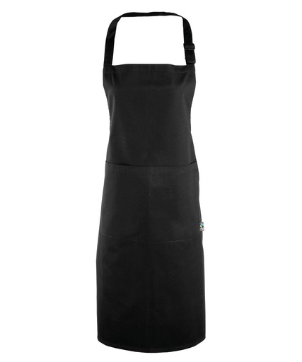 [PR112BLAC] Cotton bib apron, organic and Fairtrade certified