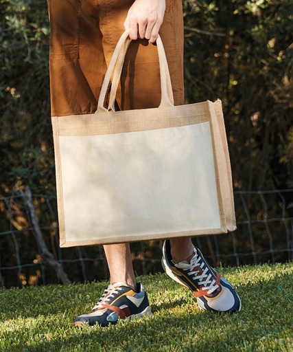 [WM427NATU] Cotton pocket jute shopper WM427