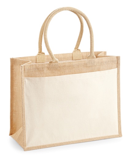[WM427NATU] Cotton pocket jute shopper