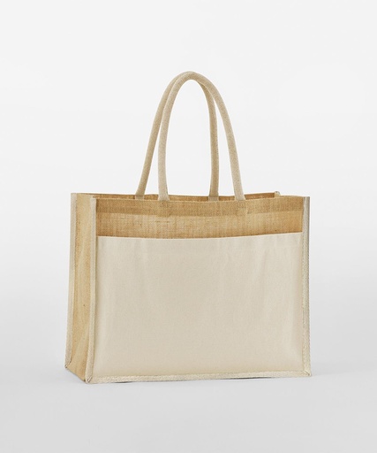 [WM480NATU] Cotton pocket natural starched jute shopper WM480