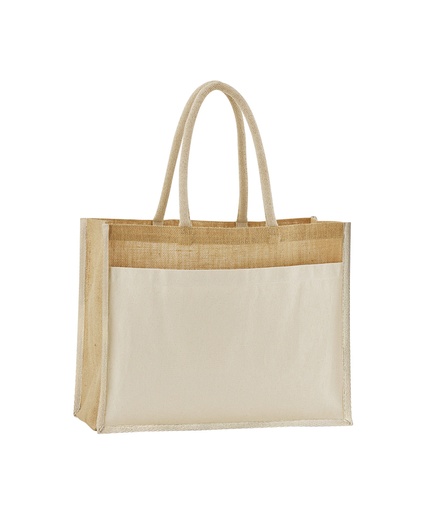 [WM480NATU] Cotton pocket natural starched jute shopper WM480