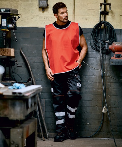 Hi-vis tabard with reflective border, blank, as sold before printing