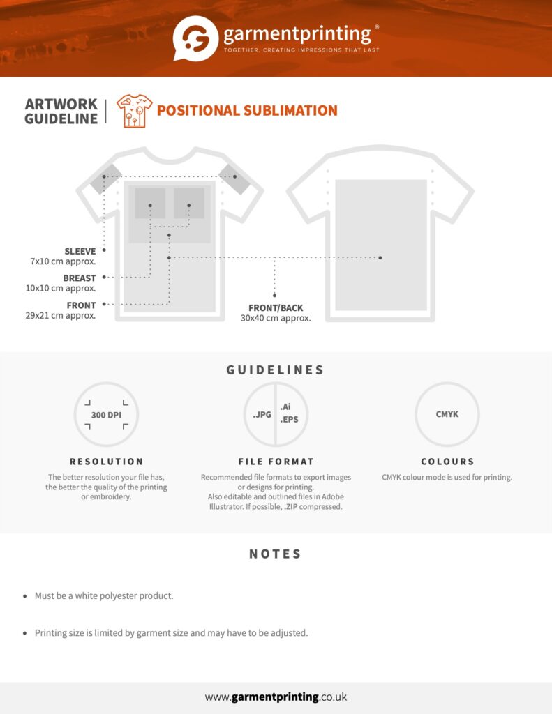 Artwork guidelines for t-shirt printing - en positional sublimation. Jpg