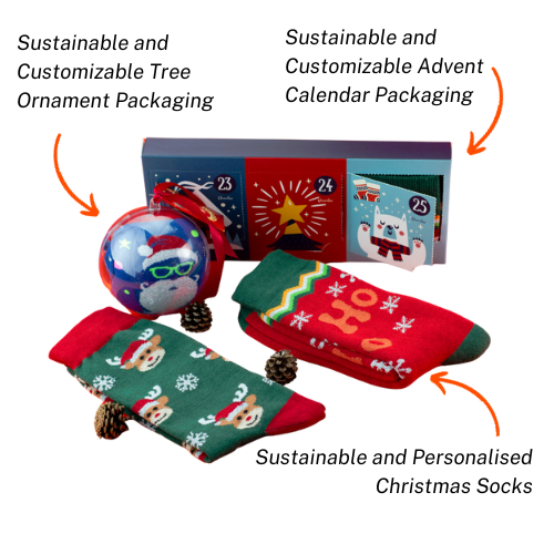 2 sustainable and personalised christmas socks to promote your brand - etiqueta personalizable 8